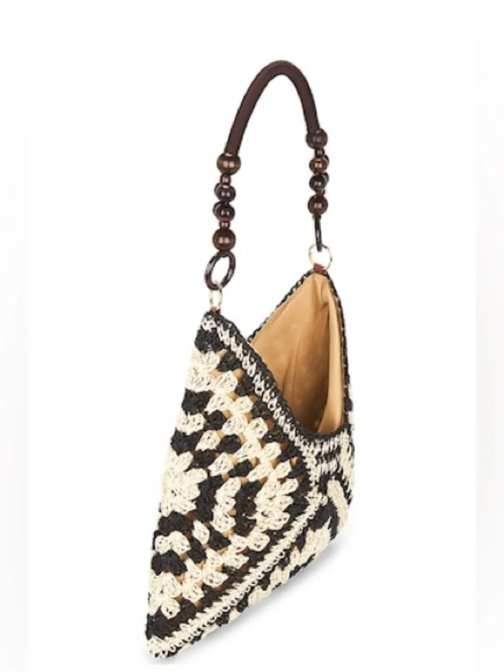 Handcrafted Crochet Bohemian Bag in Cream and Black